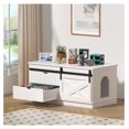 thumbnail image 4 of JTAOT Cat Litter Box Enclosure, 37.4L'' Farmhouse Cat Litter Box Furniture with Sliding Barn Door, Hidden Litter Box Furniture with 2 Drawers, Detachable Soft Cushion, Storage Cabinet Bench, 4 of 7