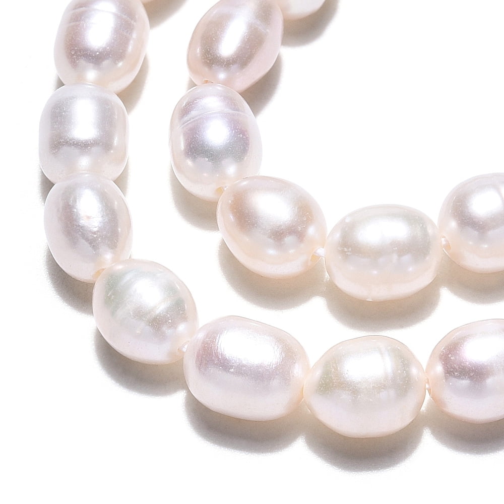 2strands Natural Cultured Freshwater Pearl Beads Strands Rice Seashell color 6~7.5x5~6mm Hole: 0.7mm about 43pcs/strand 13.19~13.39 inch(33.5~34cm)