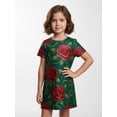 thumbnail image 3 of Girls Cute Casual Short Sleeve Dress A-Line Sundress Stretchy Holiday Style for Tween Girls Age 8-13 Crewneck, 3 of 6