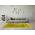 thumbnail image 3 of Ahgly Company Machine Washable Indoor Round Abstract Yellow Modern Area Rugs, 8' Round, 3 of 4