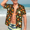 thumbnail image 7 of Sikiie Harvest Pumpkins Print Men's Hawaiian Shirt, Summer Beach Button Pocket Short Sleeve T-Shirt,Small, 7 of 7