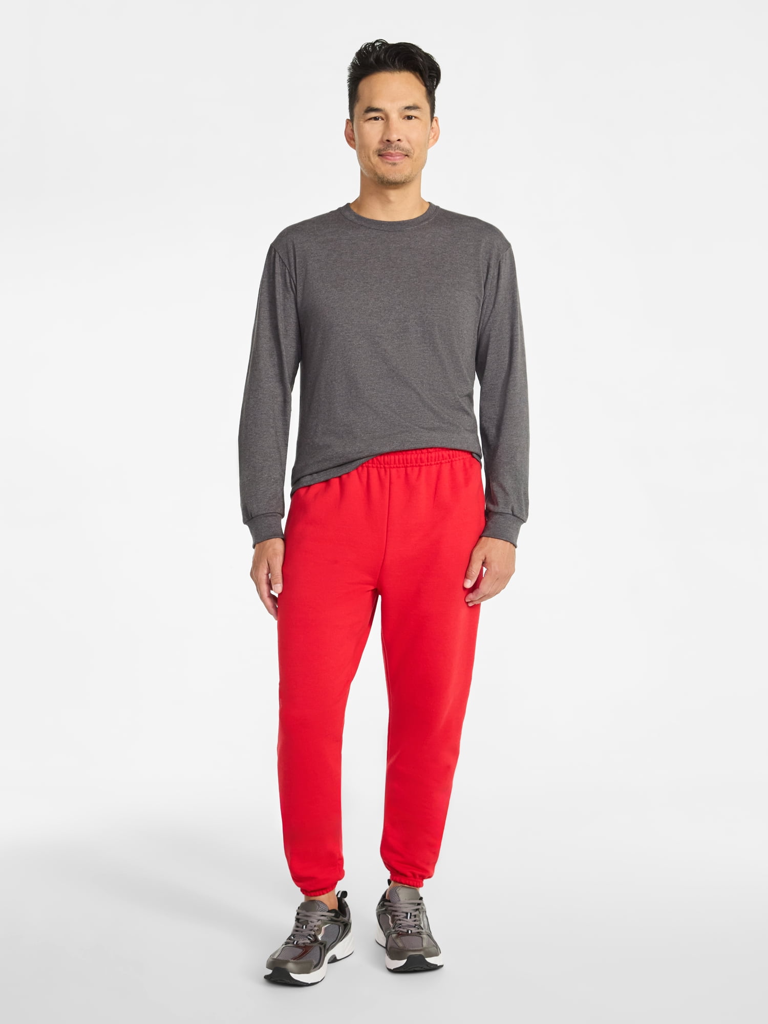 Athletic Works Men's and Big Men's Cotton Tee with Long Sleeves, Sizes S-3XL