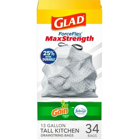 Trash Bags, Forceflexplus Tall Kitchen Drawstring Garbage Bags - 13 Gallon Grey