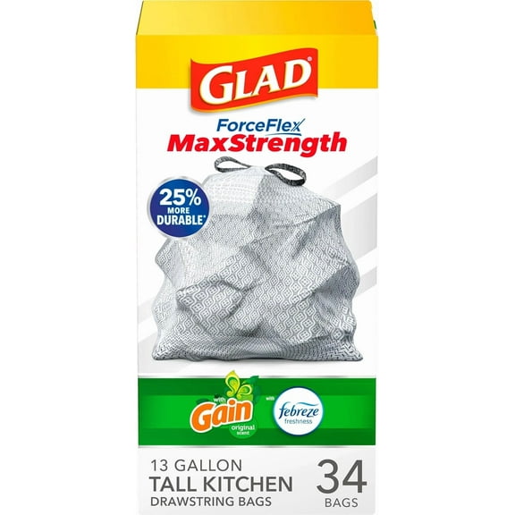 Trash Bags, Forceflexplus Tall Kitchen Drawstring Garbage Bags - 13 Gallon Grey