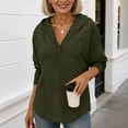 thumbnail image 5 of Sheghy Cute Hoodies 100% Cotton Women Casual Fashion Long-sleeved Solid Color Hooded V-Neck Top Army Green XXL, 5 of 8