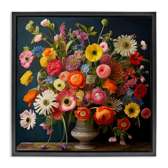 Stupell Industries Bohemian Harmonious Garden Bouquet Black Floating Frame Canvas Art, 18 x 18, by Lazar Studio
