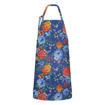 Pioneer Flower Floral Print Pattern Apron-Garden Aprons for Women with Pockets-Cotton Linen Waterproof Kitchen Cooking Gardening Aprons Adjustable for Kitchen,Cooking,BBQ and Salon 33x27 Inch