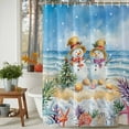 thumbnail image 3 of Shower Curtain 54"W x 78"L Winter Ocean Beach Snowman Christmas Coral Shell Fabric Shower Curtains Set with Hooks Water Repellent Bathroom Curtains Machine Washable Bathroom Accessories, 3 of 9