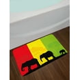 thumbnail image 2 of Silhouette Bath Mat, Savannah Fauna Trees Family on Flag, Plush Bathroom Decor Mat with Non Slip Backing, 29.5" X 17.5", Yellow Lime Green, by Ambesonne, 2 of 2
