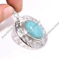thumbnail image 3 of Natural Large Oval Green Amazonite Stone 925 Sterling Silver Design Pendant Gift Jewelry for Her, 3 of 5