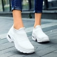 thumbnail image 2 of Women's Platform Wedge Slip On Sneakers Breathable Non Slip Running Shoes Lightweight Knit Orthopedic Shoes White Size 8.5, 2 of 8