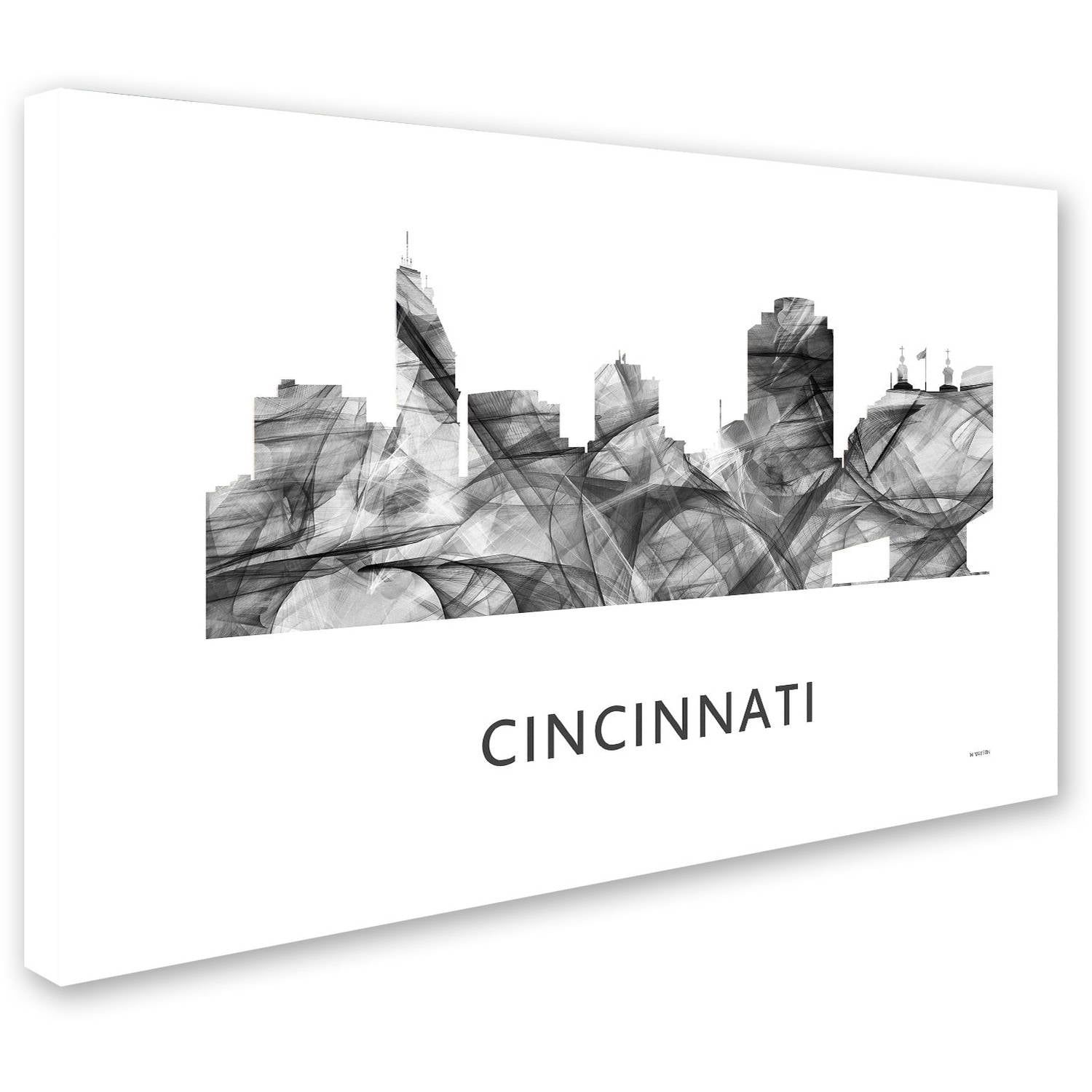 Trademark Fine Art 'Cincinnati Ohio Skyline WB-BW' Canvas Art by Marlene Watson