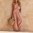 thumbnail image 3 of MLCDZ Womens Cotton Linen Sets 2 Piece Vacation Matching Outfits One Shoulder Sleeveless Crop Top Loose Wide Leg Pants Pockets Boho Travel Resort Outfit, 3 of 8