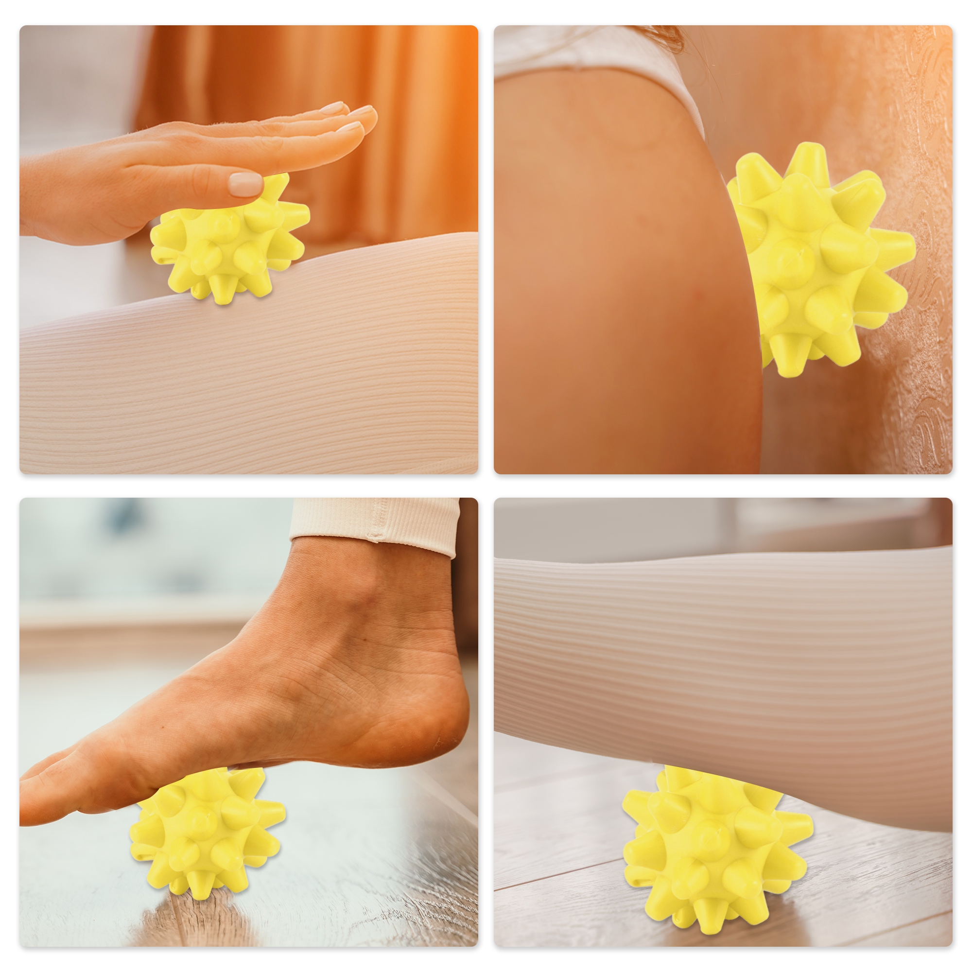 Unique Bargains 1 Pc Spiky Massage Ball for Travel Home Office Yellow
