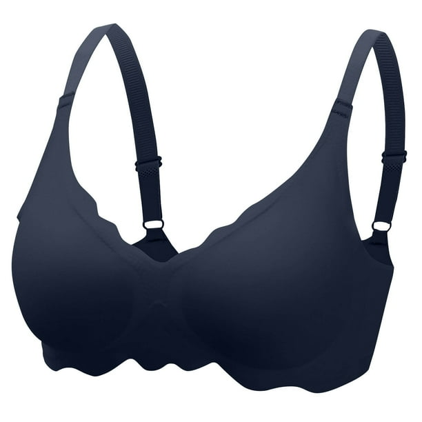 Karight Wireless T Shirt Bra Womens Seamless Full Coverage Sleep Bras Padded No Underwire Push Up Deep V Scalloped Bralettes