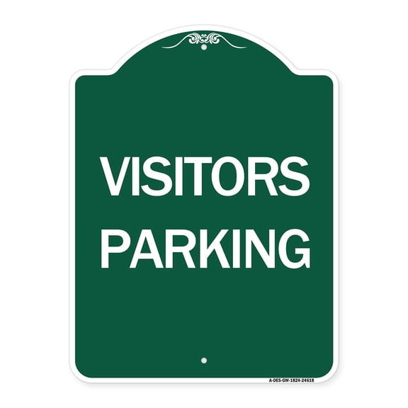 SignMission A-DES-GW-1824-24618 18 x 24 in. Designer Series Sign - Visitors Parking, Green & White