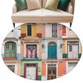 thumbnail image 2 of 8ft Round Rug, Puerto Rico Non-Skid Rubber Backing Large Area Rugs - Living Room Bedroom Home Office, Vintage Boho Style Door Gates Indoor Floor Mat Carpets Washable Rug, 2 of 9