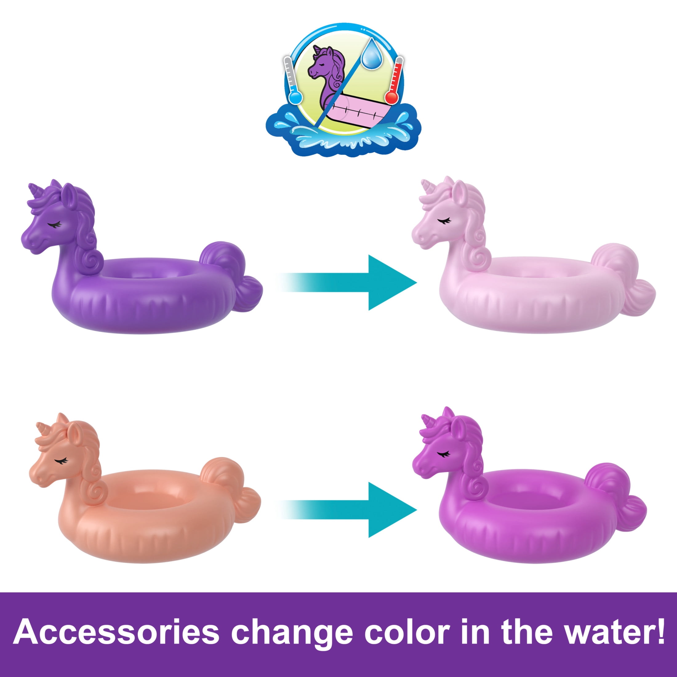 Polly Pocket Dolls and Playset, Unicorn Toys, Sparkle Cove Adventure Unicorn Floatie Compact