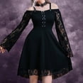 thumbnail image 2 of IROINNID Long Sleeve Dress for Women Wedding Guest Dresses Mid-Length Cocktail Dress Summer Lace Pullover Long Sleeve Mini Dress,Black, 2 of 3