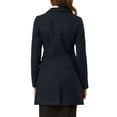 thumbnail image 4 of Unique Bargains Women's Notched Lapel Single Breasted Outwear Long Coat XS Dark Blue, 4 of 8