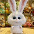 thumbnail image 4 of Conejo de peluche blanco de 35 cm con forma de bola de nieve, conejo kawaii, zanahoria de peluche con orejas móviles, muñeco de dibujos animados, juguete para niños, regalo de cumpleaños, 4 of 5