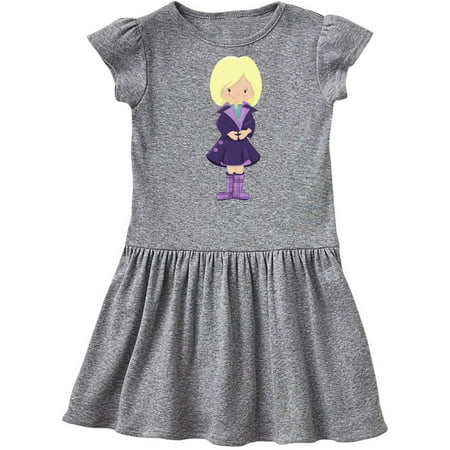 

Inktastic Fashion Girl Blonde Hair Purple Coat Boots Gift Toddler Girl Dress