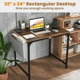 thumbnail image 7 of Spaco 32 Inch Home Office Desk with Charging Station Storage Bag and Headphone Hook-Rustic Brown, Office Desk, Gaming Computer Desks for Study,Working,Writing, 7 of 7
