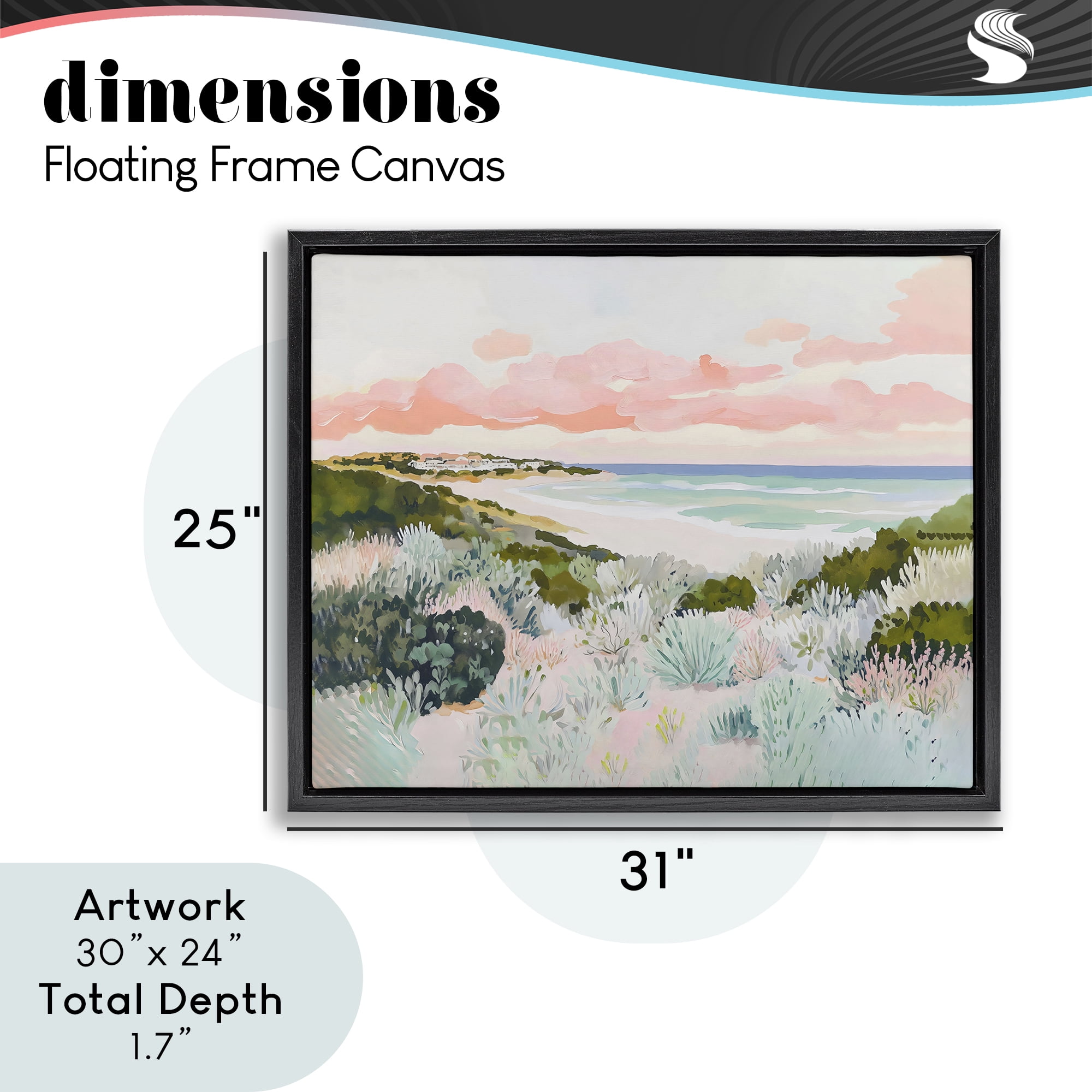 Stupell Industries Beach Grasses & Pastel Skies Black Framed Floater Canvas Wall Art, design by The Prints Vibe