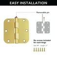 thumbnail image 4 of Design House 3-Pack 3.5" H x .625" Radius Butterfly Interior/Exterior Door Hinges, Satin Brass, 4 of 16