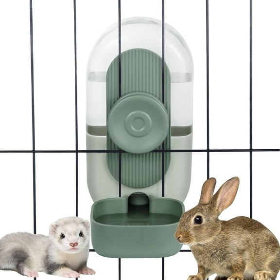 28oz Hanging Automatic Water Dispenser，Rabbit Water Bottle,Bunny Guinea Pig Ferret Water Bowl for Cage,Suitable for Small Animal Puppies(Cage Grid Spacing Over 1.2'') (Green)