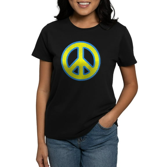 CafePress - Ukraine Flag Ukrainian Pride Peace Symbol T Shirt - Women's Traditional Fit Dark T-Shirt