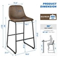 thumbnail image 3 of 30" Upholstered Bar Stools with Backs, Brown, Set of 4, 3 of 6