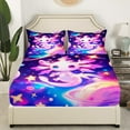 thumbnail image 3 of Erosebridal Axolotl Sheet Set Twin Size,Galaxy Planet Space Sheets Cartoon Animal Bed Sheets Set Purple Dreamy Starry Top Sheet, 3 of 6
