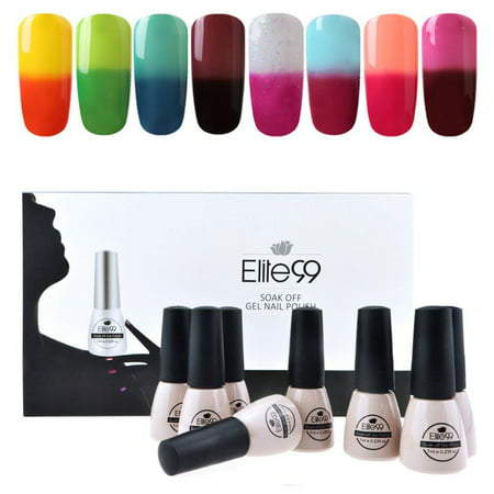 Elite99 8 pcs Temperature Color Changing Gel Nail Polish Gift Set C043,Soak Off UV LED Nail Polish Nail Art Color Collection,7ml Long Lasting