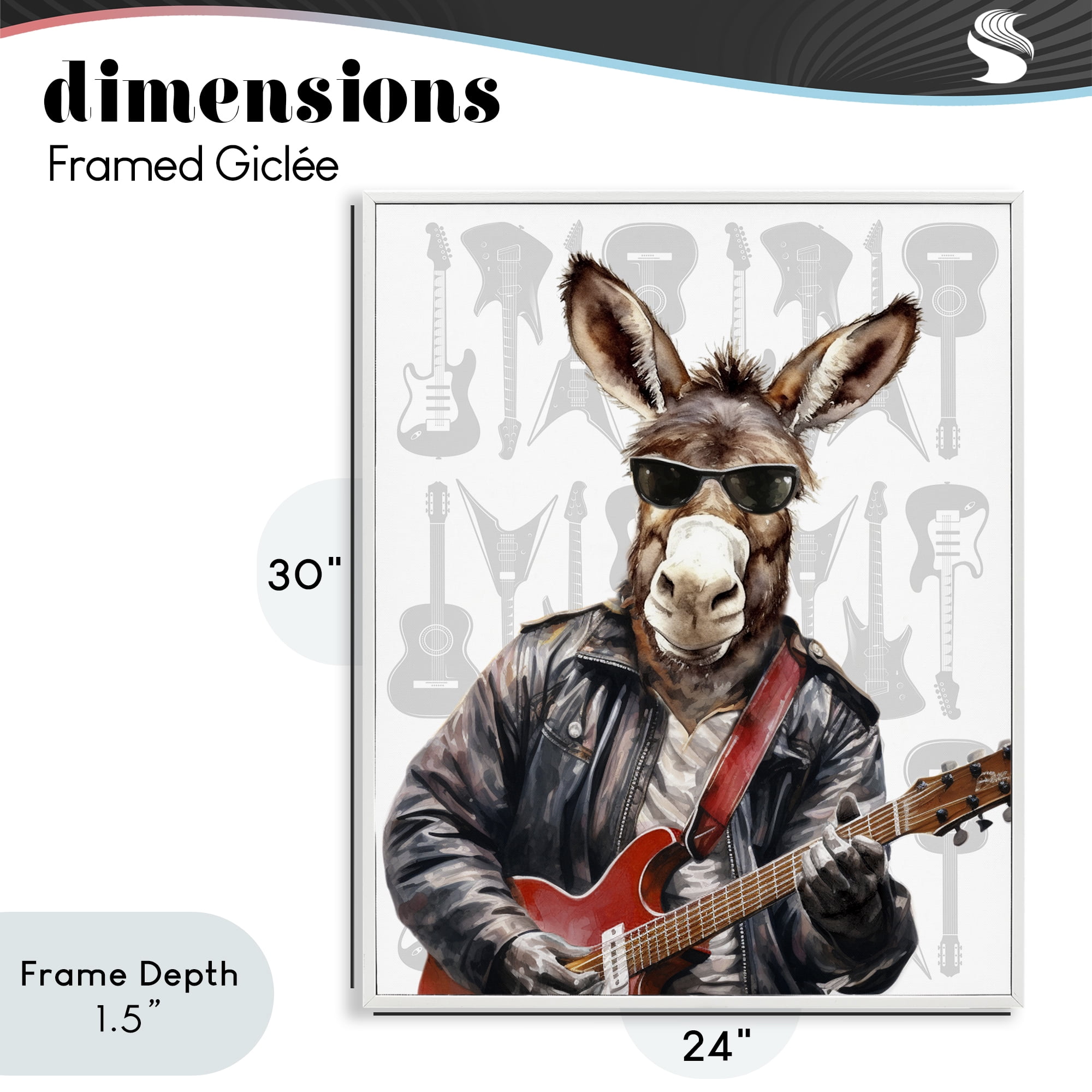 Stupell Industries Performing Musician Donkey White Framed Giclee Art, design by CAD Designs