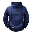thumbnail image 3 of Men's Knitted Jacquard Hoodie Sweatshirt with Large Pocket Long Sleeve Crewneck Quarter Zip Raglan Top, 3 of 4