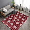 thumbnail image 2 of Area Rugs For Living Room Decor - Snowflake Red Plaid Anti Slip Throw Washable Rugs 3x5 For Bedroom, Soft Indoor Carpet For Bedroom Living Room 60x39In, 2 of 5