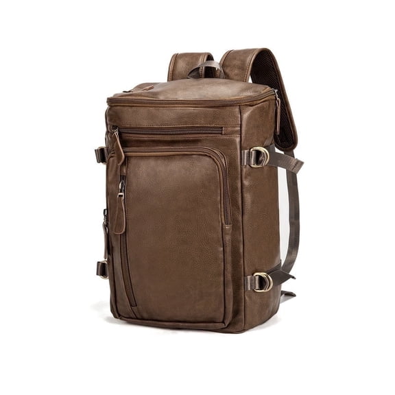 Unisex faux leather backpack, travel backpack, laptop backpack, vintage PU leather travel backpack, suitable for travel, work, and school ...