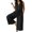 Black, variant on Womens Cotton Linen Button Down Jumpsuits Sleeveless Casual Wide Legs Rompers Drawstring Waisted Loose Overall with Pockets