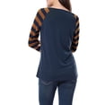 thumbnail image 3 of Allegra K Women's Striped Raglan Long Sleeve V Neck T-shirt, 3 of 6