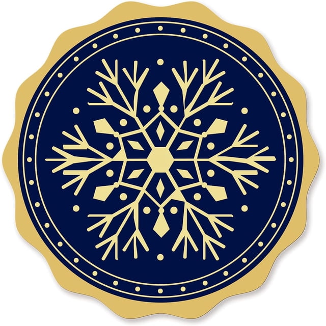 Sellos de certificado de lámina dorada con diseño de copo de nieve, pegatinas autoadhesivas redondas de 5 cm en relieve, 100 unidades