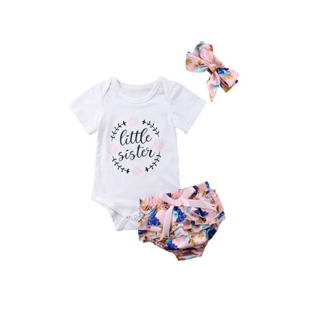 

Newborn Baby Girls Outfit Floral Clothes Tops Romper Jumpsuit Bodysuit+Pant Set Sunsuit