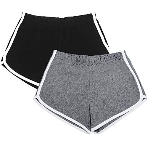 URATOT 2 Pack Cotton Sport Shorts Yoga Dance Short Pants Summer Athletic Shorts