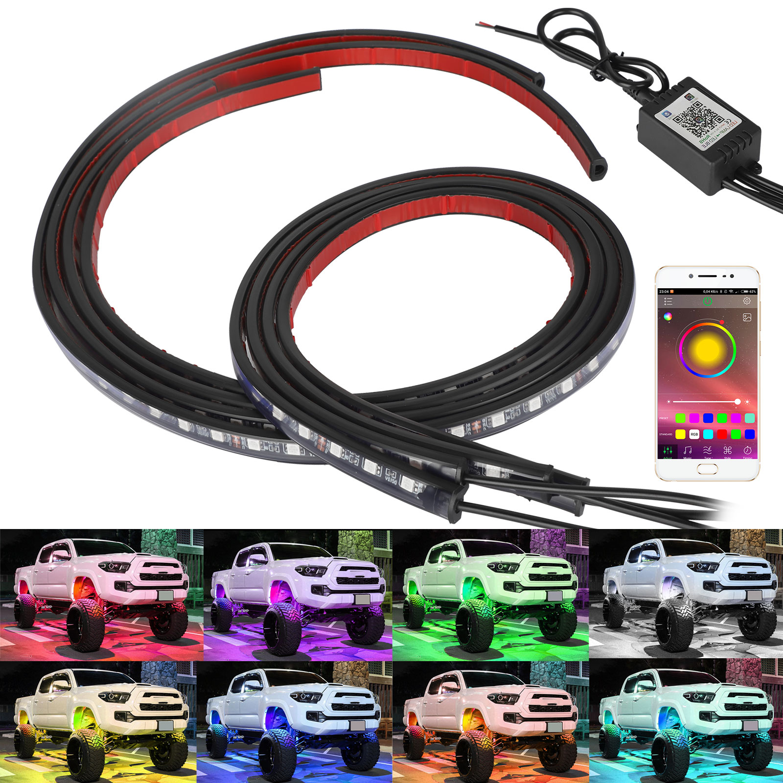 RGB 95050SMD Pair MultiColor LED Motorcycle Wheel Accent Pod Rim