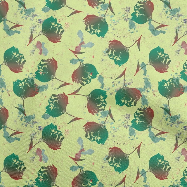 oneOone Polyester Spandex Dark Green Fabric Florals Sewing Craft Projects Fabric Prints By Yard 56 Inch Wide