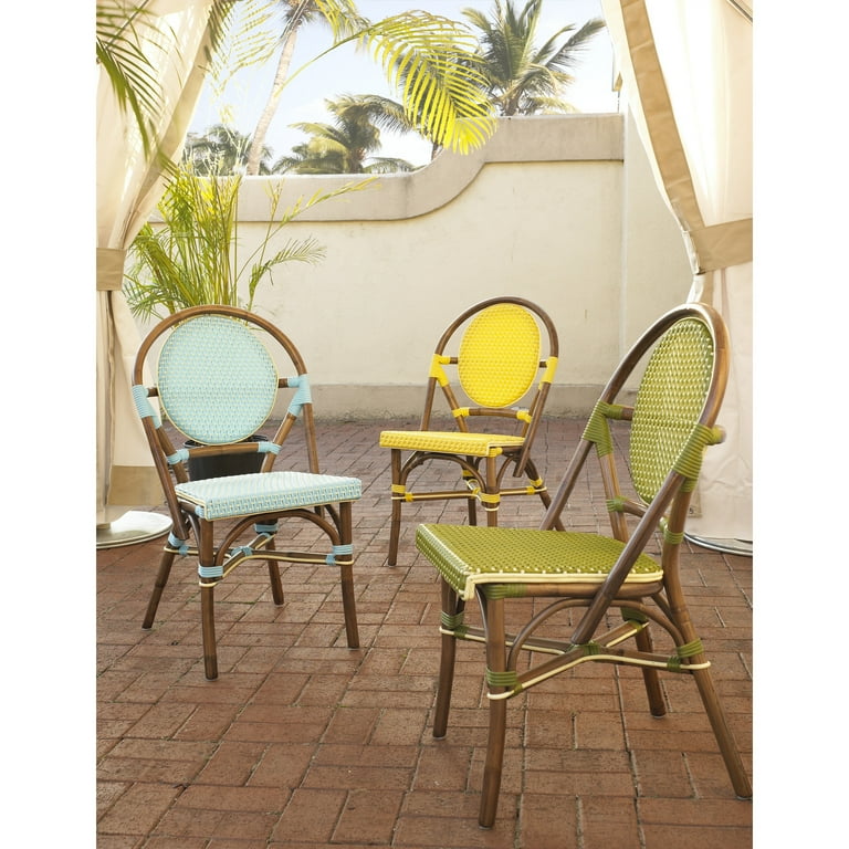 Padma s Plantation Paris Rattan Bistro Chair in Blue Walmart