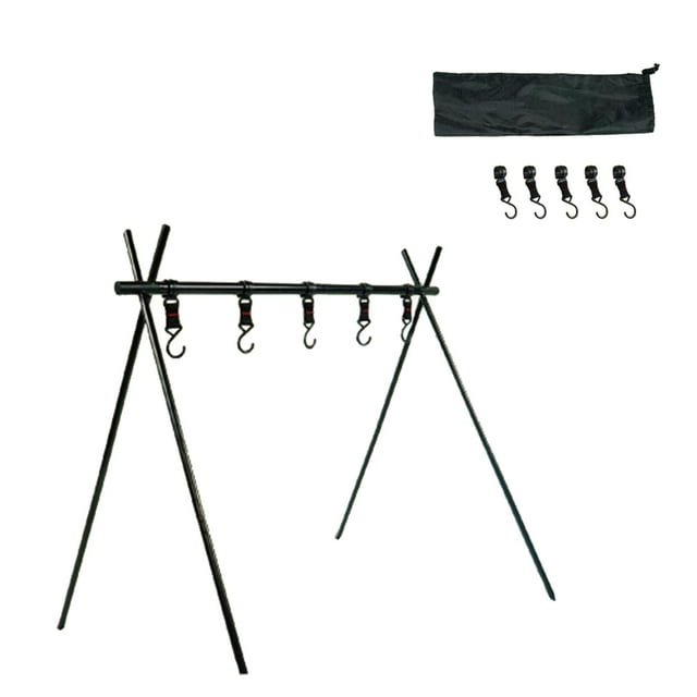 Almencla Camping Storage Shelf Black Folding Storage Shelf for Camping Kitchen