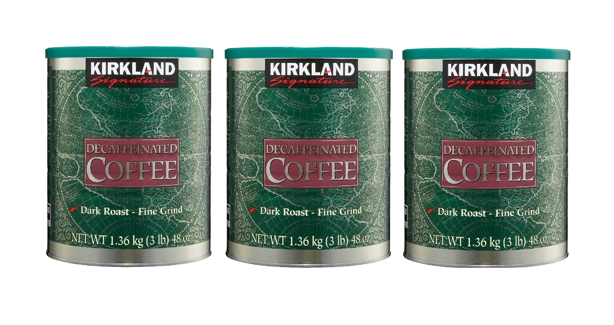 Kirkland Signature Decaf Ground Coffee, Dark, 3 lbs 3PK