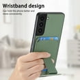 thumbnail image 6 of Case for Samsung Galaxy S24 with Hidden Kickstand, Carbon Fiber Texture Wallet Case with Card Holder for Samsung Galaxy S24 Magnetic Car Mount Shockproof Military Grade Protection Cover, Green, 6 of 10