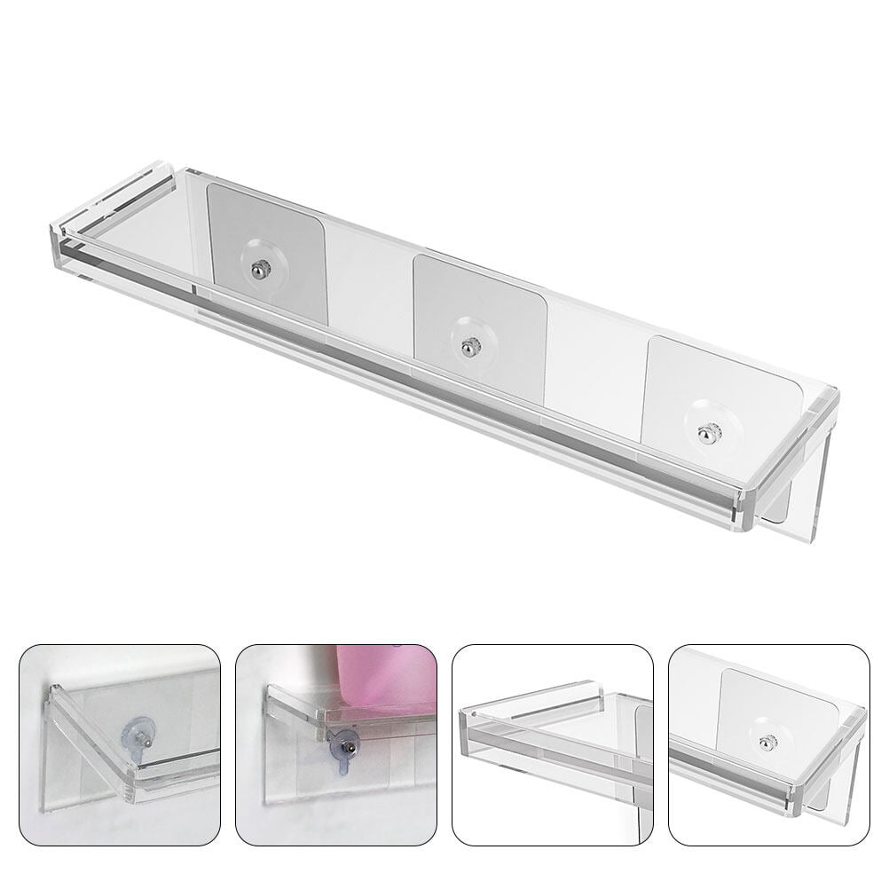1pc Bathroom Shelf, Acrylic Wall-mounted Shelf For Sink, No Drilling Shower  Storage Rack